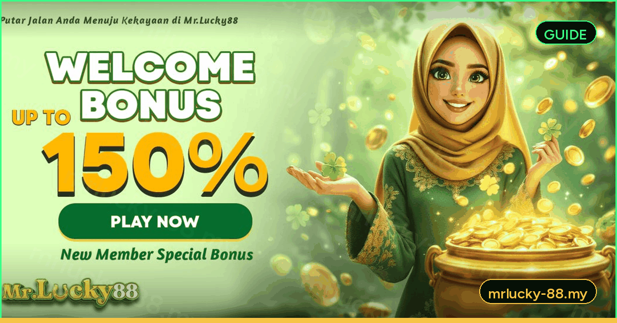 Free credit promotional guide card detailing bonus claiming steps for MrLucky88 - mrlucky-88.my